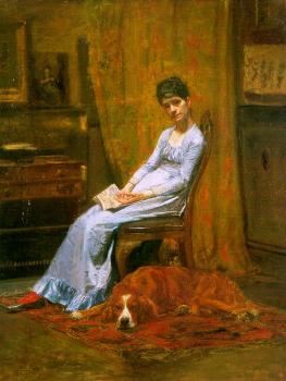 托馬斯 伊肯斯 The Artist's Wife and his Setter Dog (Susan Macdowell Eakins)